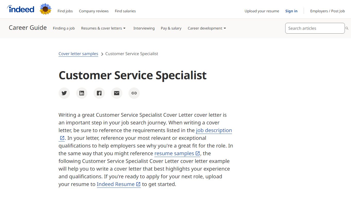 Customer Service Specialist Cover Letter Examples and Templates ...